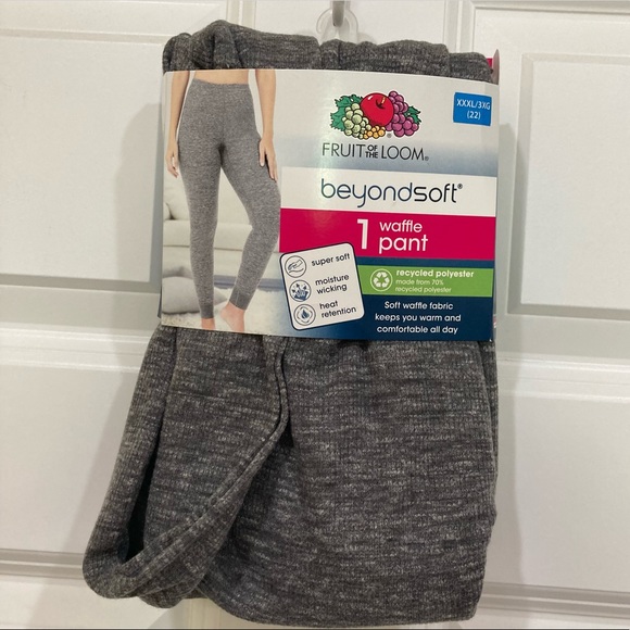 Fruit of the Loom XXL (22) base layer long underwear grey waffle pants plus - Picture 1 of 3